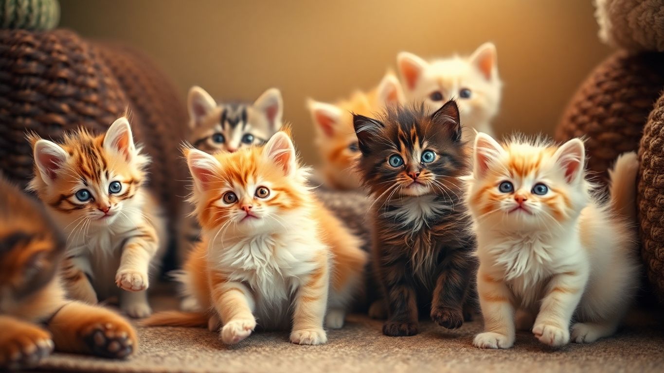 Cute kittens playing together in a cozy setting.