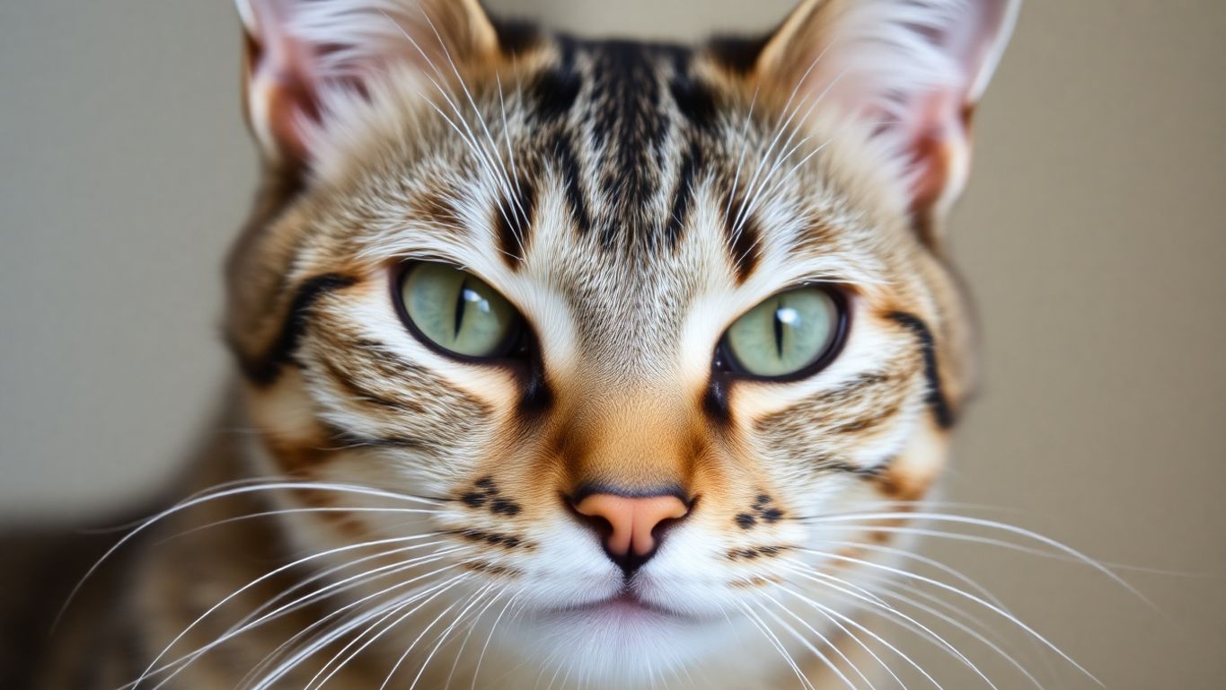 Close-up of a cat's face showing age features.