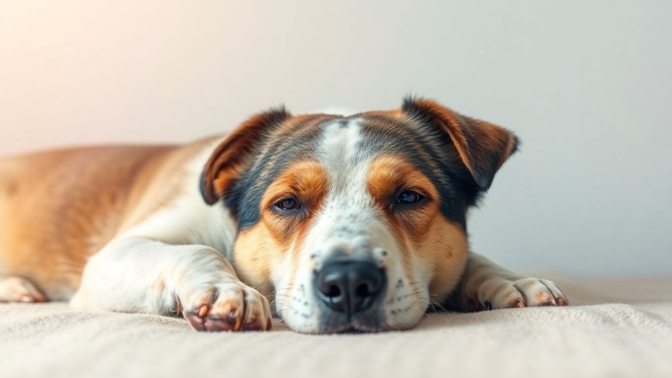 A relaxed dog in a peaceful setting, conveying comfort.